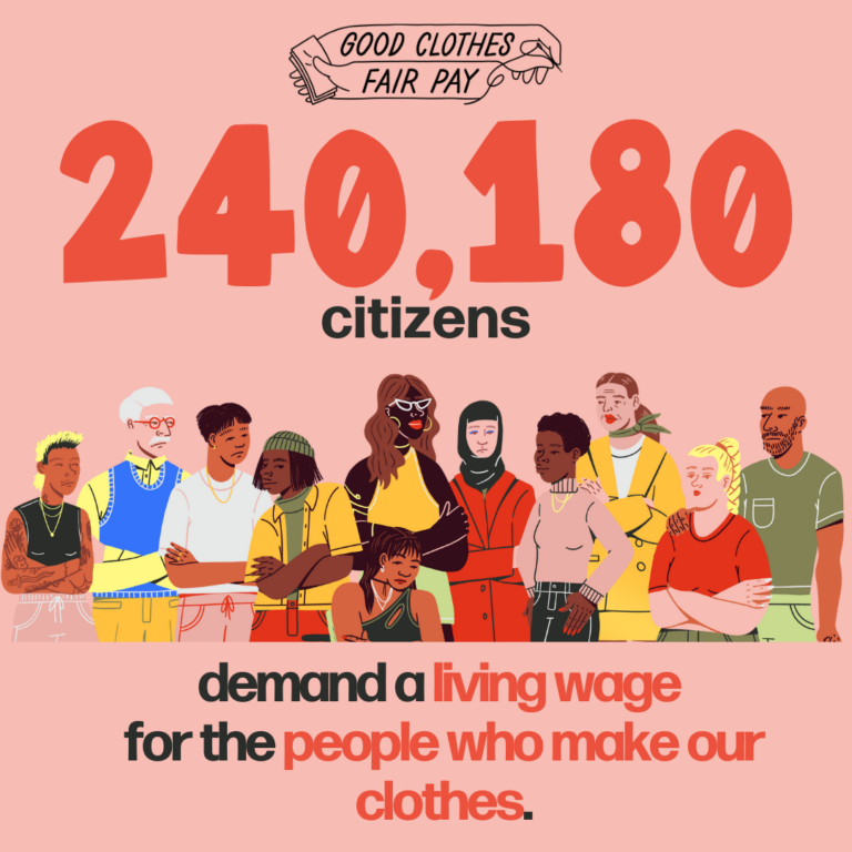 More than 240,000 European citizens demand a Living Wage for the people who make our clothes around the world