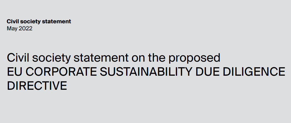 Civil society statement on the proposed EU Corporate Sustainaibility Due Diligence Directive