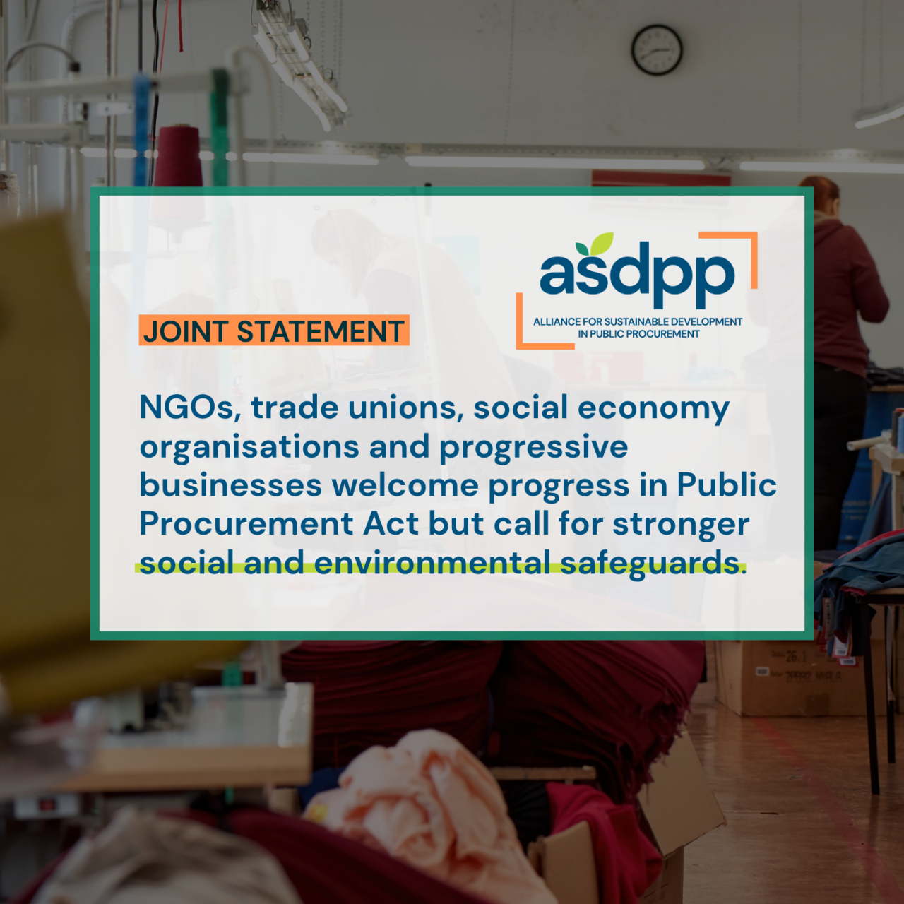 NGOs, trade unions, social economy organisations and progressive businesses welcome progress in Public Procurement Act but call for stronger social and environmental safeguards