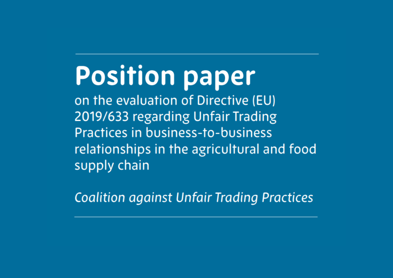 Joint position paper on the evaluation of the Unfair Trading Practices Directive in business-to-business relationships in the agricultural and food supply chain